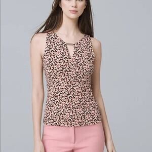 2/$30 White House Black Market Printed Matte-Jersey Layering Shell Small #A0050